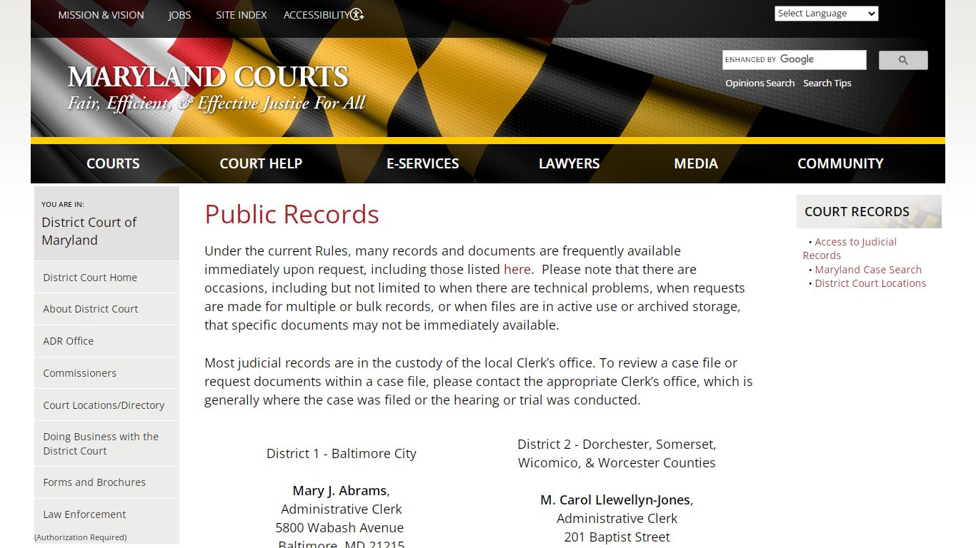 Public Records | Maryland Courts